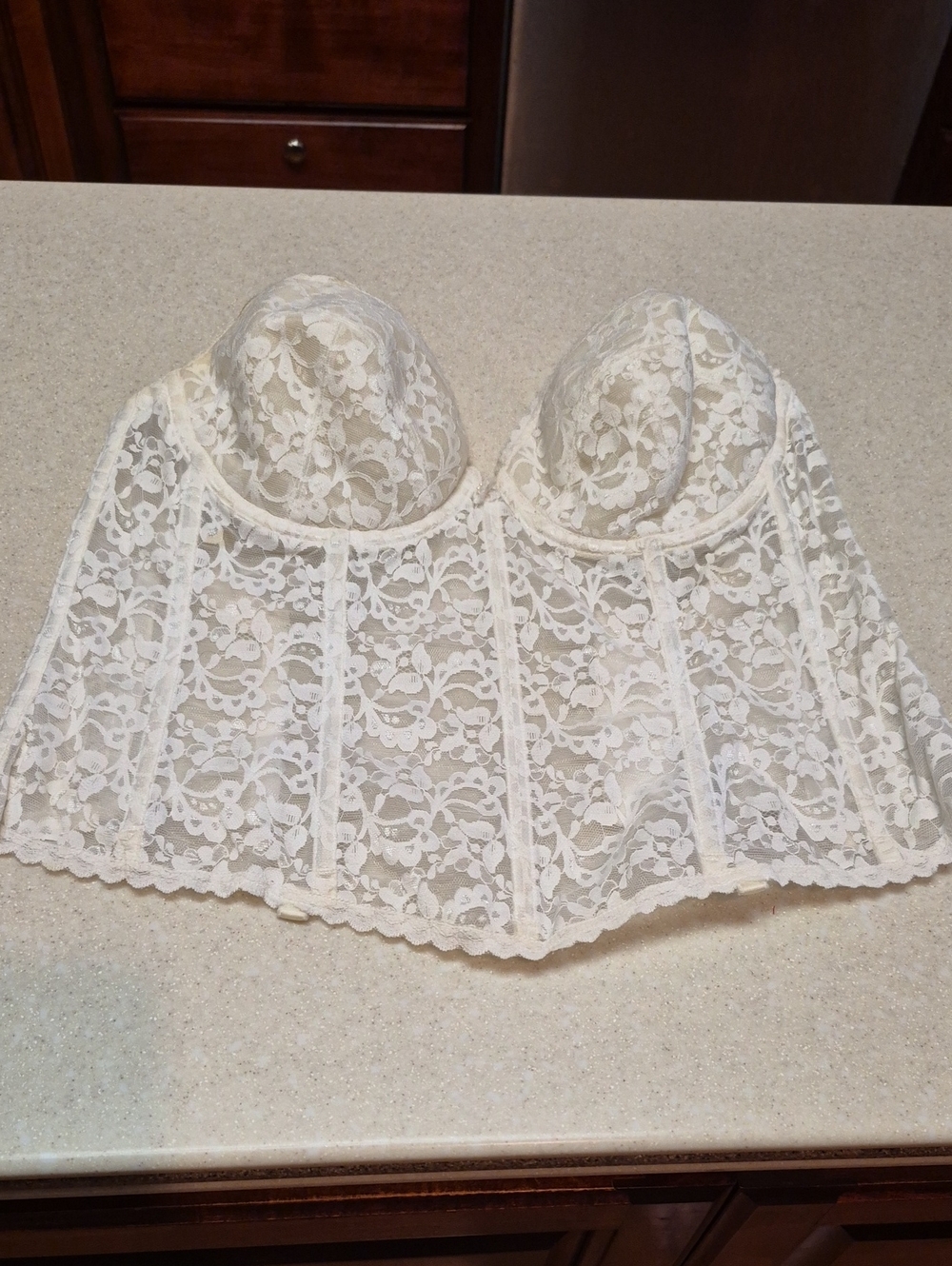 Frederick's of Hollywood Ivory Lace Longline Bustier